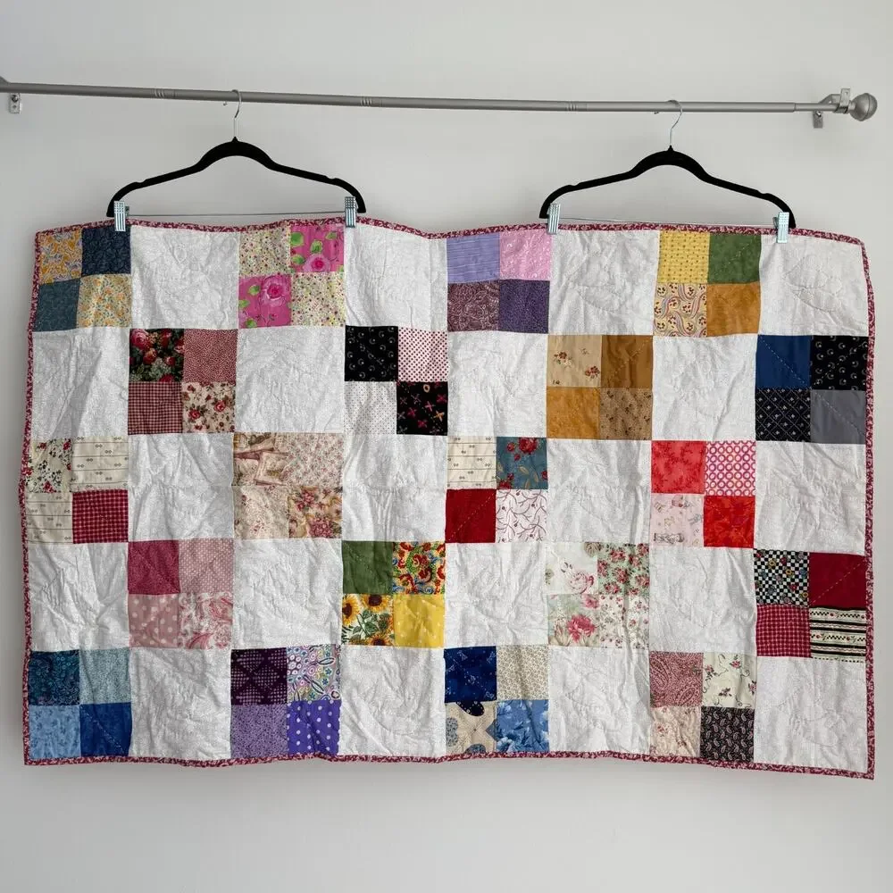 Handmade Vintage Scrappy‎ Patchwork Quilt 56x35